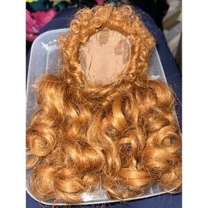 Red Long Wavy Doll Wig Size 9 - 10  Synthetic Fiber
